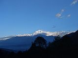 601 Dhaulagiri Sunrise From Chitre Up at 5:45. I had a great view of sunrise on Dhaulagiri from the dining room window at the New Dhaulagiri Hotel in Chitre (2420m). This view is basically the same as that from the famous Poon Hill.